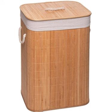Imagem de Cesto Para Lavanderia Lyor Bambu Com Tampa Natural 40x30x57cm