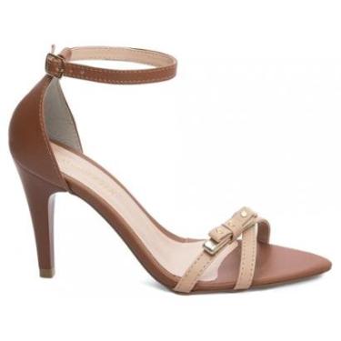 Imagem de Sandália Feminina Salto Médio Fino Bege e Caramelo Torricella AVS 2056C-Feminino