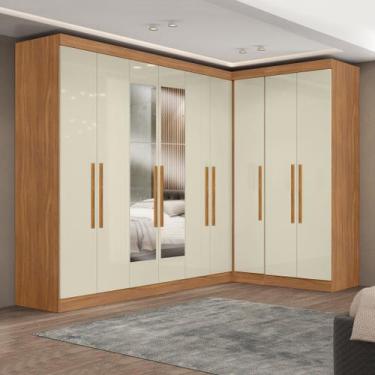 Imagem de Guarda-roupa Modulado de Canto com Puxadores Mdf e Espelho Paris - Max