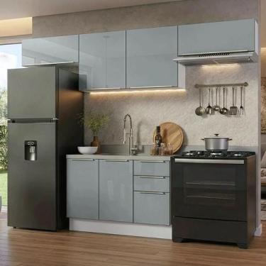 Imagem de Armário De Cozinha Completa 280 Cm Branco/cinza Lux Madesa 02 Branco/c