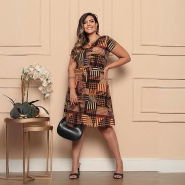 Imagem de Vestido Estampado Casual Com Cordinha Manga Curta Estampa Sortida - Ch