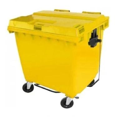 Imagem de Contêiner Contentor Lixeira Plástico C1000 para Resíduos 1000L com Pedal Amarelo Higipack