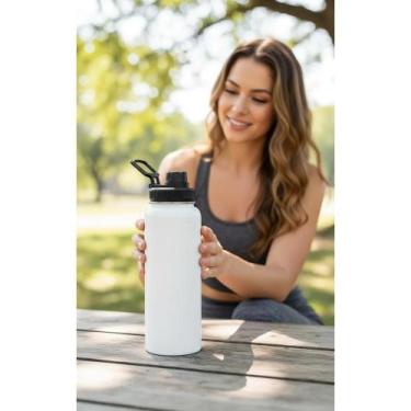 Imagem de Garrafa Térmica 1200ml Aço Inox Branca - 24h Quente/Frio - Congratulat