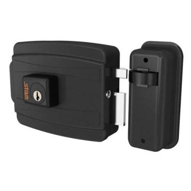 Imagem de Fechadura Elétrica Stam Cilindro 40mm Abre Para Dentro Externa Grafite