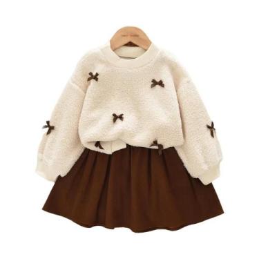Imagem de Conjunto De Saia E Top De Plush Para Meninas De 3 a 7 Anos, Roupas De 