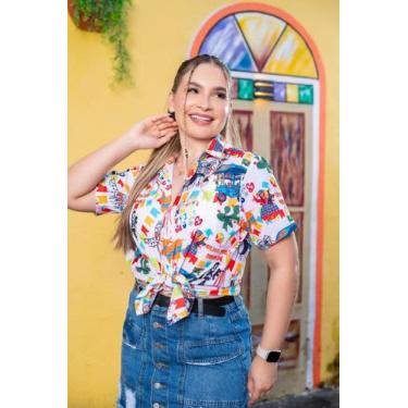 Imagem de Camisa Social Divertida Unissex Olha Pro Céu Festa Junina - cs modas, 