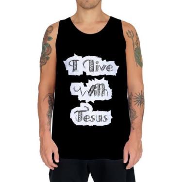 Imagem de Camiseta Regata I live With Jesus Bíblia Gospel 2 - Kasubeck Store®, I