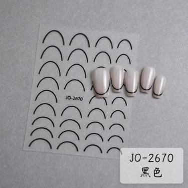 Imagem de Adesivo de Unhas Jo-26 3d Gradiente Linha Francesa Diy Azul Rosa Roxo Verde para Decora...