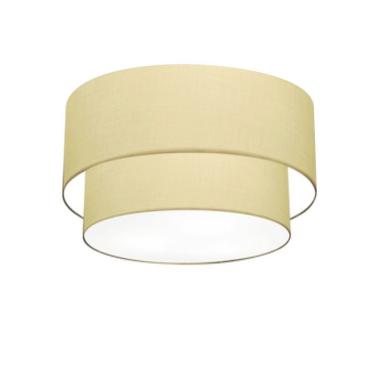 Imagem de Plafon de Teto Md-3045 Duplo Cilíndrico de Sobrepor com Cúpula em Tecido algodão-crú Bege Vivare Brasil Iluminação