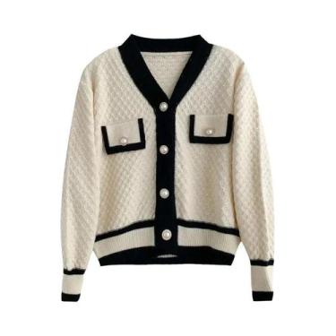 Imagem de Moda coreana feminina novo coreano solto manga comprida camisola de ma