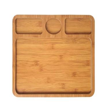 Imagem de Petisqueira Com 4 Divisórias Bambu Bandeja Tábua Petiscos - Kadê