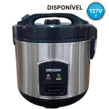 Imagem de Panela de Arroz Elétrica 1 Litro Aço Inox Preta 400W 127V ou 220V Anti