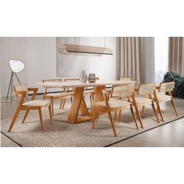 Imagem de Sala de Jantar maciça 8 cadeiras 2,00m corino-Oslo -Imperial
