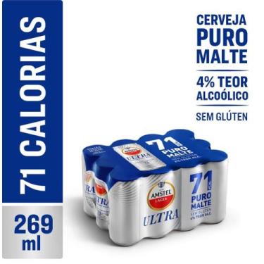 Imagem de Amstel Ultra Cerveja Lata 269ml Pack com 12  Leve e com 71 Calorias