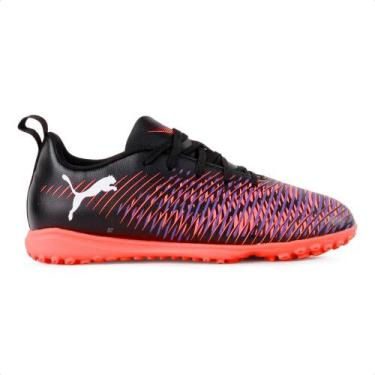 Imagem de Chuteira Society Puma Future 8 Play TT Jr, Preto, Coral, 31