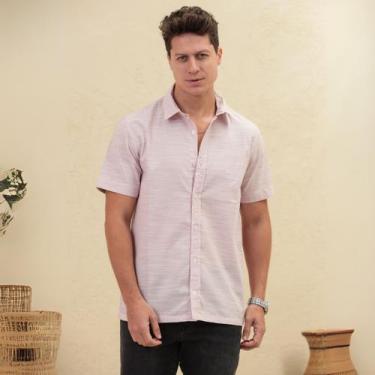 Imagem de Camisa Bordada Cambraia De Linho Masculino Revanche Chemtou, G, Rose