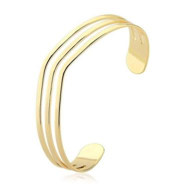 Imagem de Bracelete Aberto Triplo em V Folheado a Ouro 18k - Maise Joias