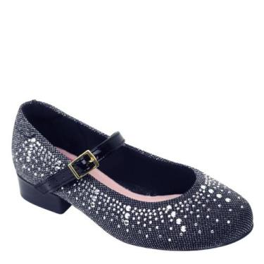 Imagem de Sapato Boneca Infantil Brilho Feminino Molekinha 2528.116, Preto, 29