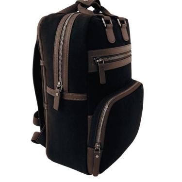 Imagem de Mochila Executiva de Lona e Couro Zup, Azul escuro