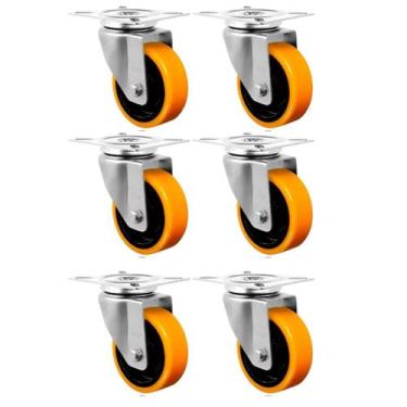 Imagem de Rodízio Giratório Colson com Base Laranja 3 Polegadas - Kit 6 - Colson