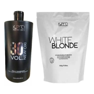 Imagem de Kit pó descolorante white blond 500gr + água oxigenada 900ml - kpro, 3