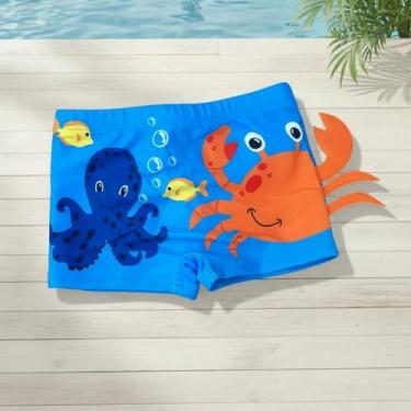 Imagem de Sunga 3D Infantil Boxer UV50+ Para Praia Piscina Natação Bebê Menino T