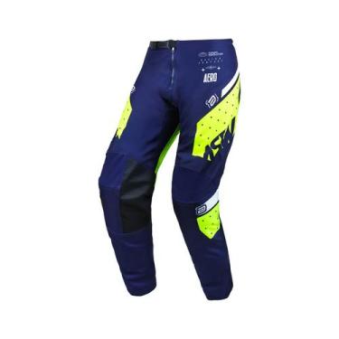Imagem de Calça Motocross Cross ASW Image Karma Azul Trilha Moto, Azul Amarelo, 