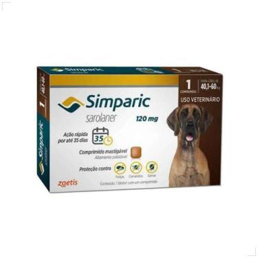 Imagem de Simparic 120mg 1 Comprimido Cães 40,1 60kg Zoetis Antipulgas e Carrapa