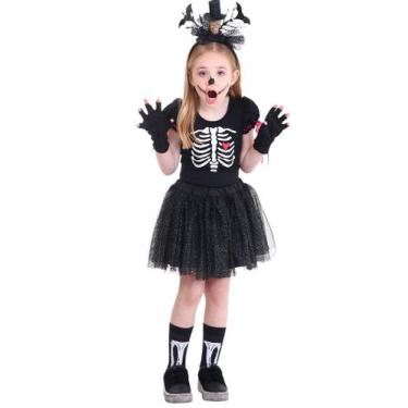 Imagem de Fantasia Esqueleto Menina PRETO - HALLOWEEN - QUIMERA KIDS, 14