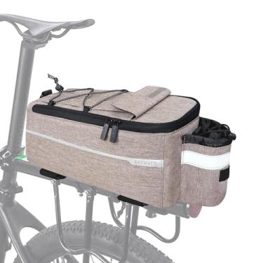 Imagem de RAYMACE Bolsa térmica de porta-malas de bicicleta com luz traseira, bolsa de armazenamento isolada 8L, bolsa de cesto (bege)