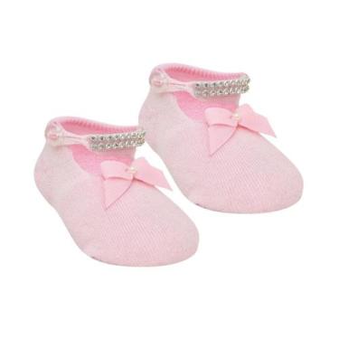 Imagem de Meia Infantil Bebe Sapatilha Strass Festa Ideal para Looks Especiais -