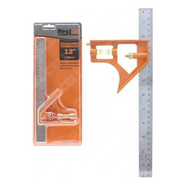 Imagem de Trena e Esquadro 12" Ferramenta Essencial para Construção e Artesanato
