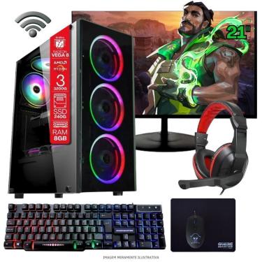 Imagem de Computador Gamer Home Office AMD Ryzen 3 3200G 8GB DDR4 SSD 240GB Windows 11 com Monitor 21.5" Tob Computers