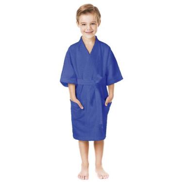 Imagem de Roupão Felpudo Quimono Infantil Menino e Menina - Lepper, Azul, Roupão