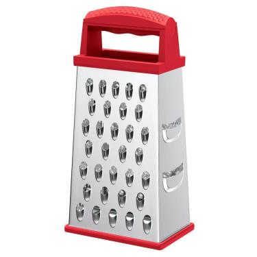 Imagem de Ralador 4 Faces 6 Inox para Ralar e Fatiar ABS Aço Inox e TPR Base Antiderrapante Uso Diário Vermelho Euro Home
