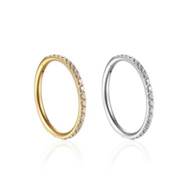 Imagem de Piercing Argola Clicker Titânio G23 Zircônia Ouro Pvd Luxo - Piercing 