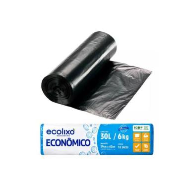 Imagem de Saco de Lixo Preto 30 Litros Ecolixo Econômico, 10 unidades
