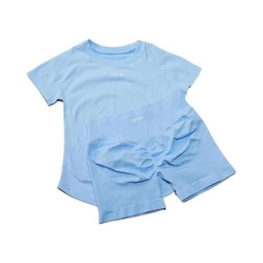 Imagem de Conjunto Esportivo Feminino De Secagem Rápida Sem Costura 2 Peças: Top