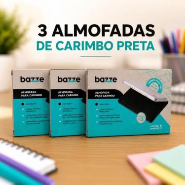 Imagem de Kit 3 Almofadas Para Carimbo Bazze Alta Durabilidade Escritório, 3 Pre