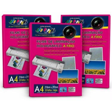 Imagem de Filme de Laminação A4 Holográfico a frio Com 20 Folhas OFFPAPER/ KIT C
