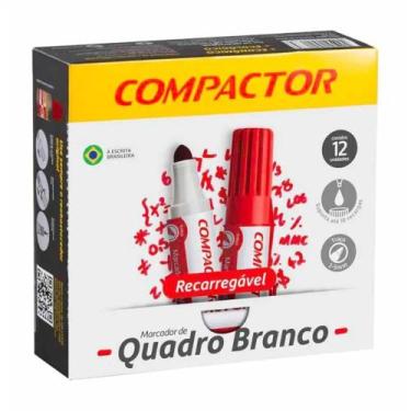 Imagem de Pincel Quadro Branco QB Recarregável Vermelho - Caixa com 12 - Compact