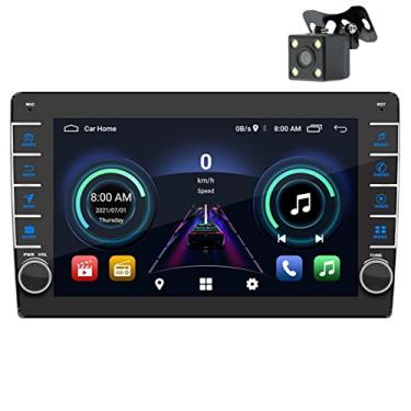 Imagem de Estéreo de carro duplo din de 9 polegadas com navegação gps android 10.1 unidade principal no traço 1 g ram + 16 g rom suporte bluetooth, wi-fi, link de espelho, rádio fm controle de volante