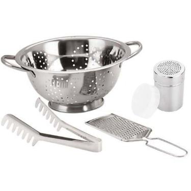 Imagem de Kit Espaguete 4 Peças Escorredor Massa, Pegador Queijeira