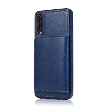 Imagem de Slots de cartão estojo de couro para Samsung Galaxy A72 A52 A42 A32 A12 A70 A50 A40 A30 A20 A10 SE A81 A91 A51 capa de telefone, azul, para Galaxy A10 M10