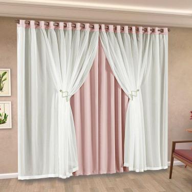 Imagem de Cortina Moscou Rosê 5,40m x 2,70m altura - Varão até 4m