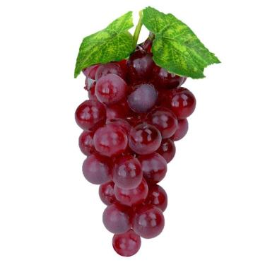 Imagem de Kit 6 Cachos De Uvas Avermelhadas Fruta Artificial De Silicone 18cm