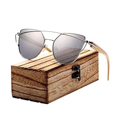 Imagem de Óculos de Sol Feminino BARCUR Estilo Gatinho Design Elegante Hastes Estilo Madeira Pola...