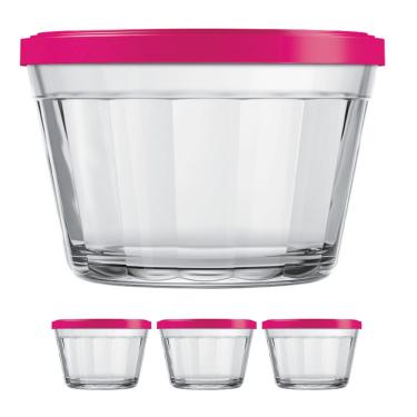 Imagem de 3 Tigela Vidro Americano Tampa Plastica Sortida 1L Nadir