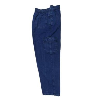 Imagem de Calça Plus Size Jeans Cargo Com Elástico 400, E Cadarço Na Cintura, Bo