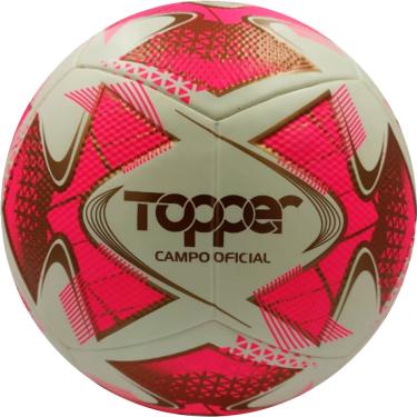 Imagem de Bola de Futebol Campo Topper 22 - Branca e Rosa